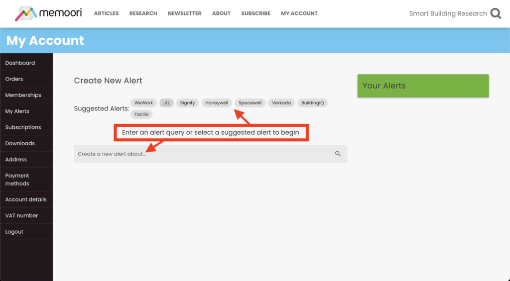 How to set up Memoori Smart Building Email Alerts
